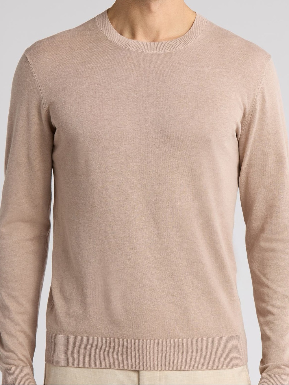 Robert Barakett Nordic Linen Cotton Crewneck Sweater Taupe Men’s Large